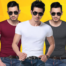 Load image into Gallery viewer, Men Tshirt Spandex Fitness Gym Clothing Man Tops Tees T Shirt For Male Solid Color Tshirts multi Colors T-Shirt XS-XXL