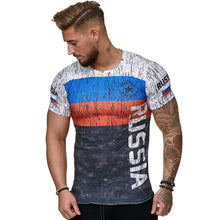 Load image into Gallery viewer, 2019 Summer Russian flag men's casual fashion T-shirt round neck cool and lightweight man's T-shirt Free shipping
